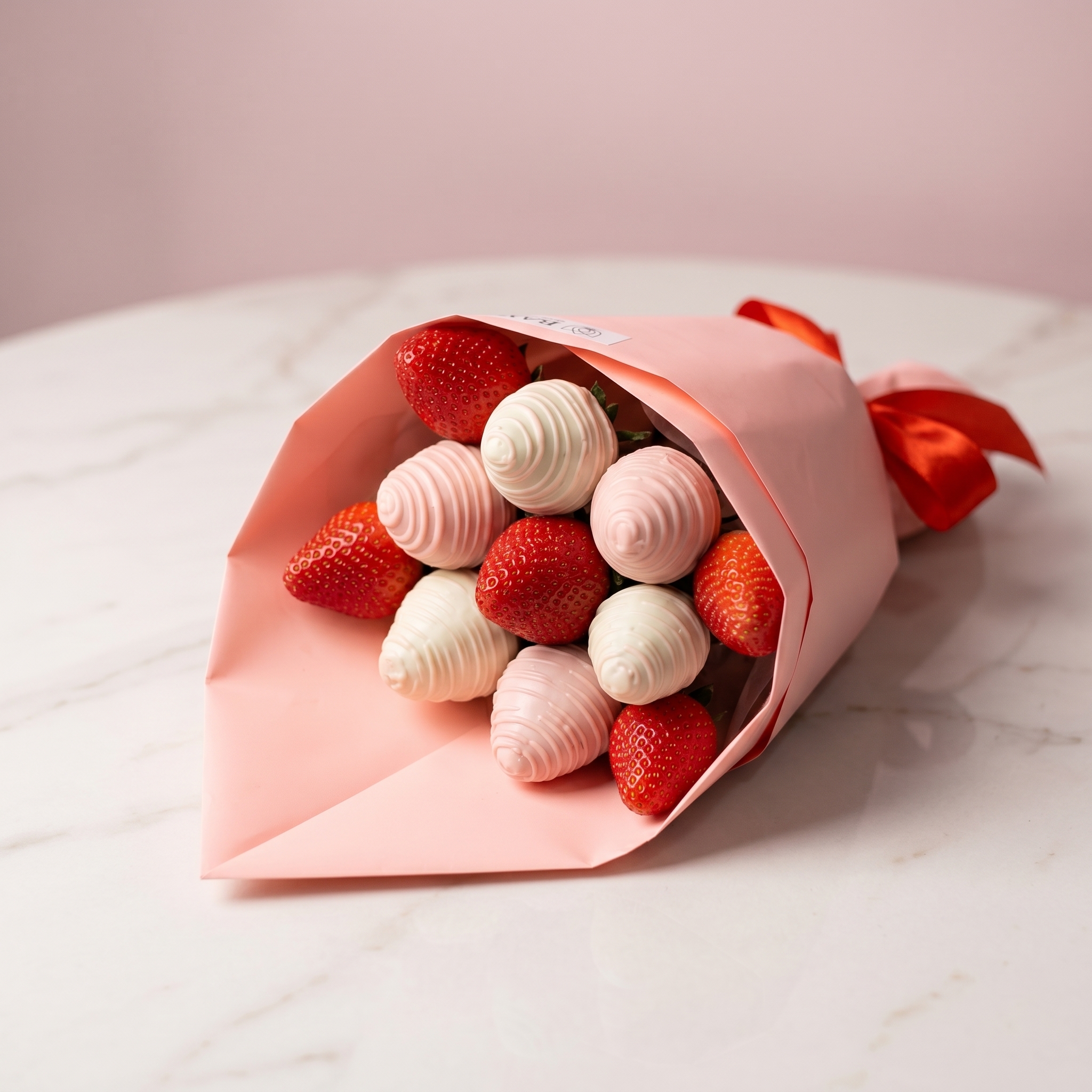 Букет Клубничный букет в розовой упаковке