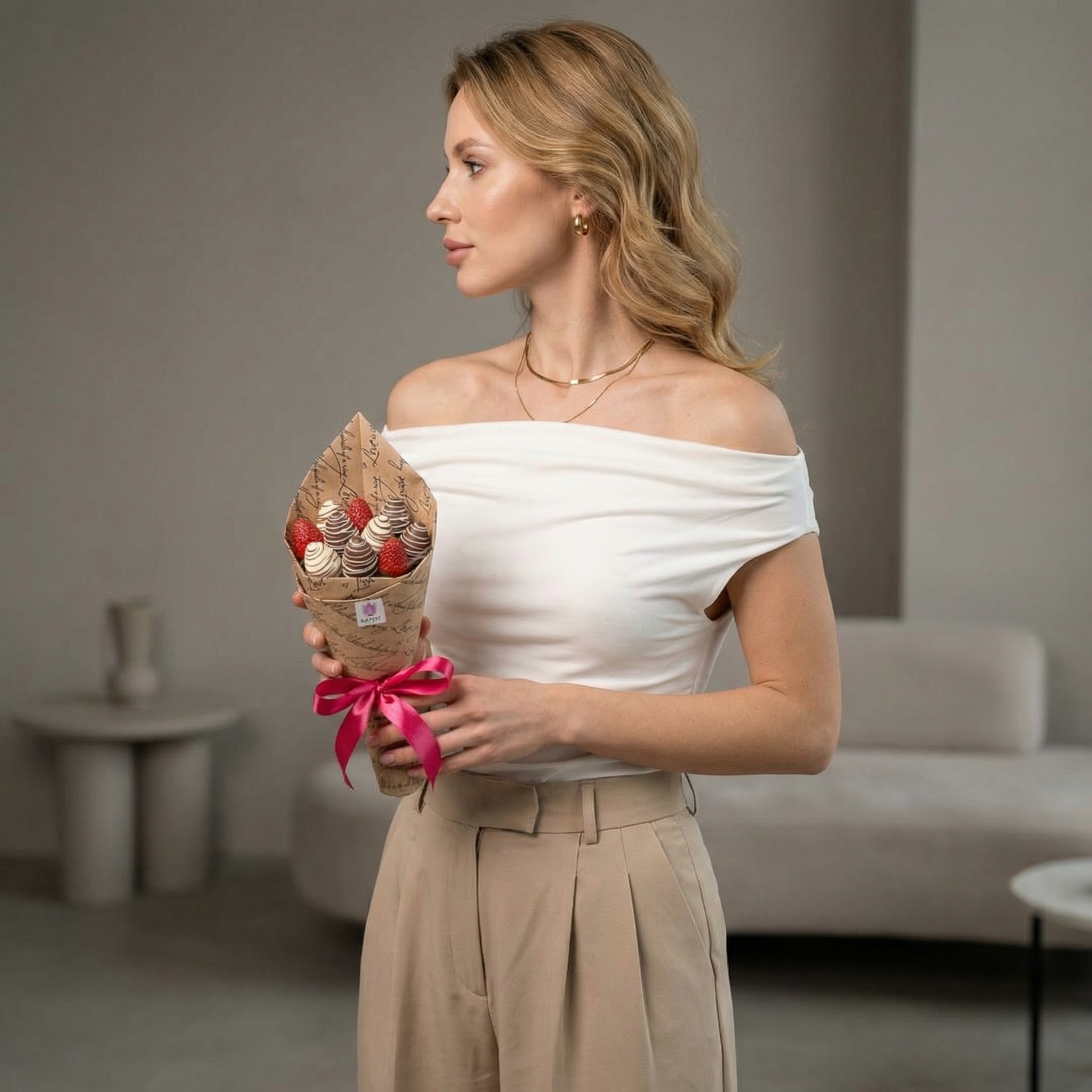 Букет Клубничный букет в крафте